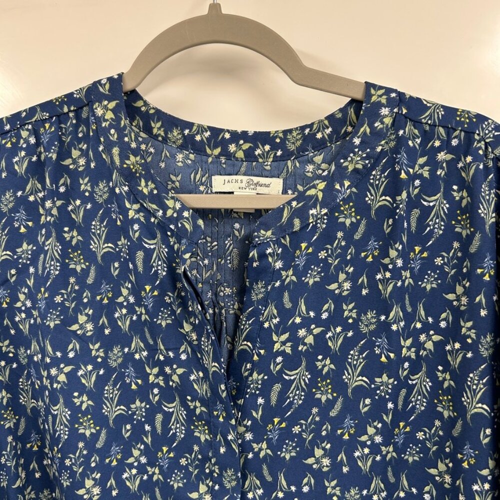 Jachs Girlfriend Blue Floral Boho‎ Peasant Top Medium - Picture 5 of 14